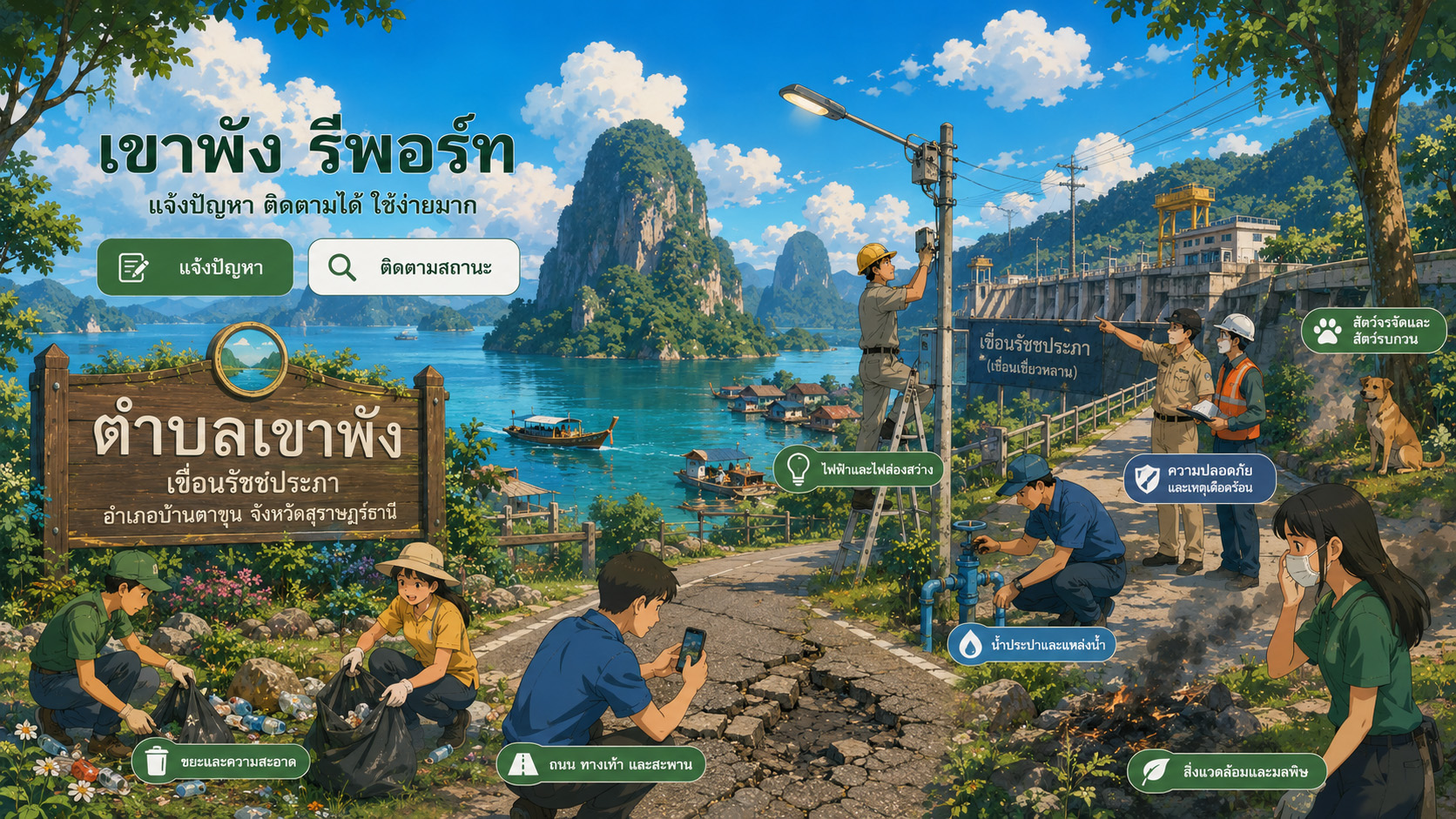 ภาพประกอบชุมชนตำบลเขาพังและระบบแจ้งปัญหาชุมชน